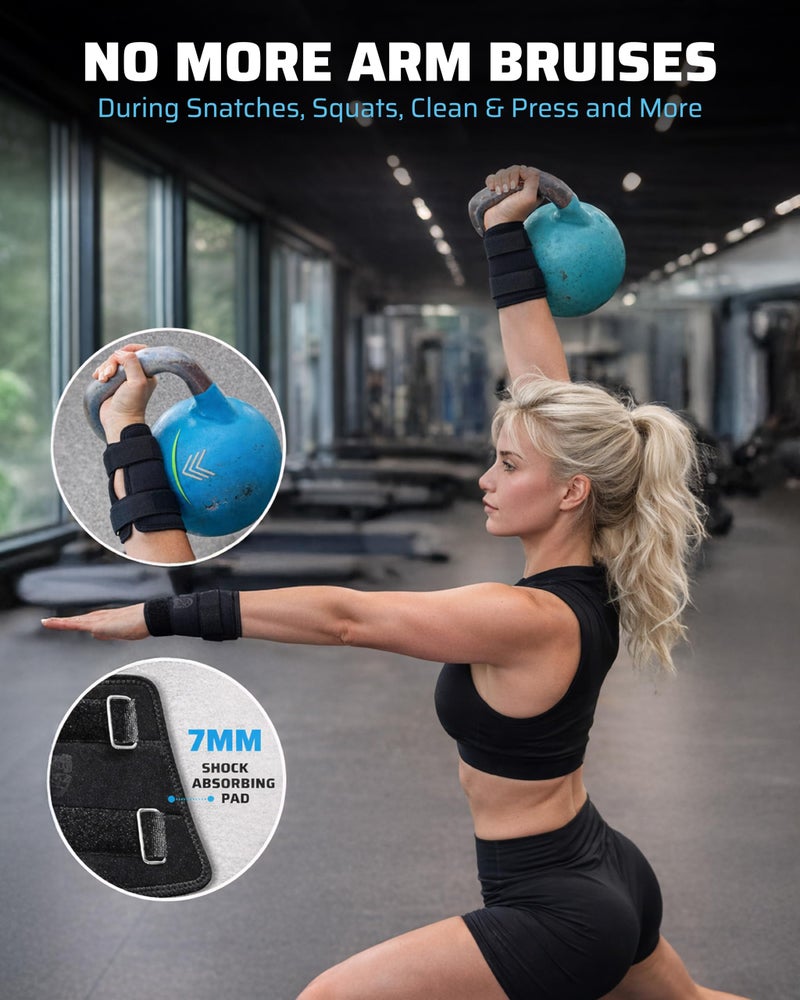 THEFITGUY حراس المعصم والساعد من THEFITGUY | نيونبرين بسمك 7 مم لامتصاص الصدمات | أحزمة قابلة للتعديل لتناسب آمن | حماية خفيفة الوزن ومتينة لتدريب الكيتلبل (زوج)  - Image 3